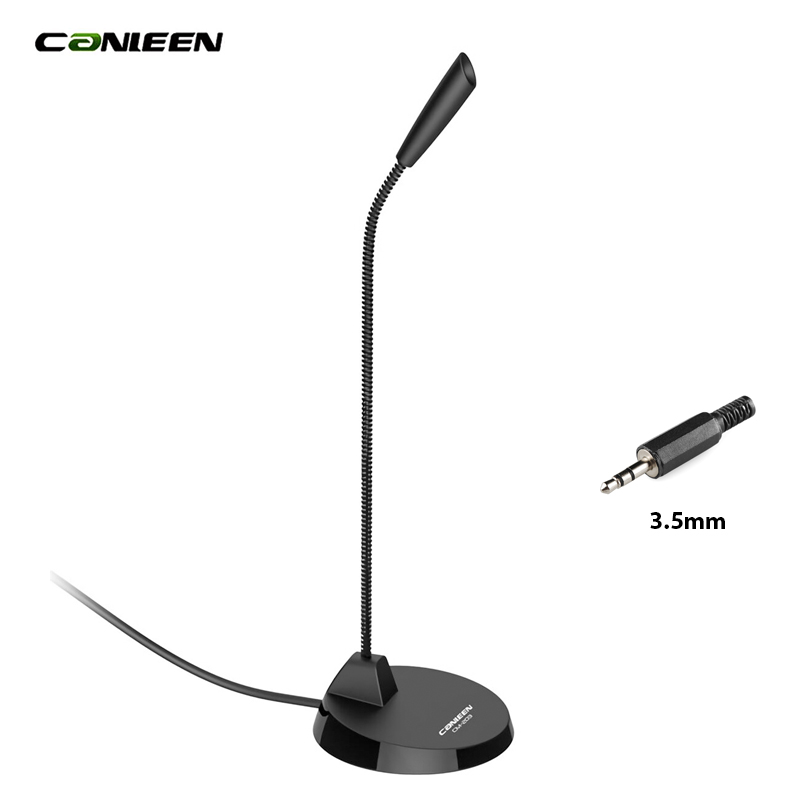 Canleen CM-201 Computer Microphone Plug & Play Home Studio 3.5mm Aux Condenser Microphone for PC/Desktop/Laptop/Notebook, Recording for YouTube, Podcasting, Gaming(Windows/Mac), Black