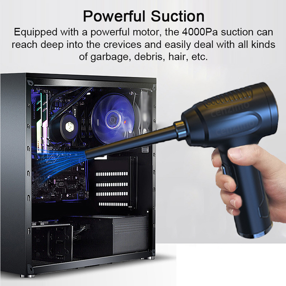 Car Cordless Vacuum Cleaner 2 in 1 Multifunctional Air Blower Handheld Dust Buster Inflator Pump Support Inflation/Suction/Blowing/Vacuum with Strong Motor for Home Office Car Cleaning