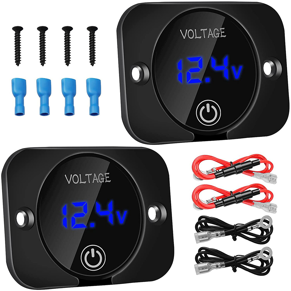 NAMUNY 2 Pack LED Digital Voltmeter with Contact Switch,DC 12V 24V Car Voltmeter LED Digital Display Waterproof Voltmeter Panel