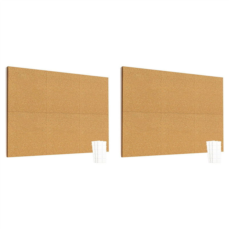 12inch X 12inch Cork Tiles, 12 Pack Cork Boards for Wall with Safe Removable Adhesive Tabs, Large Cork Bulletin Boards