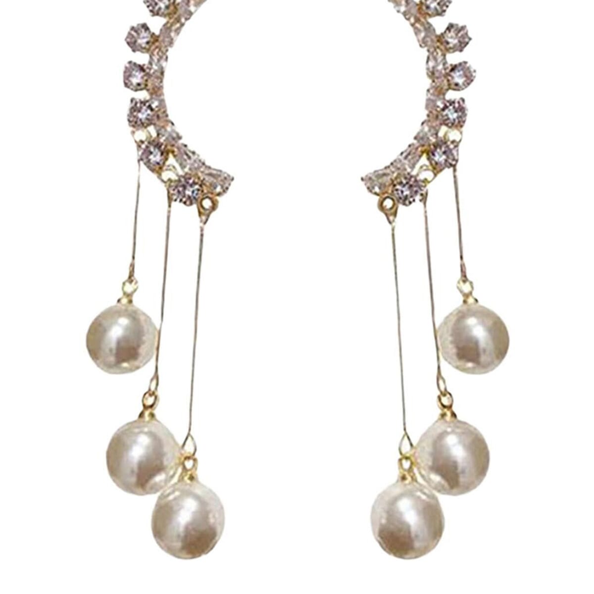 Enacolor Delicate Crystal Pearl Dangle Earrings for