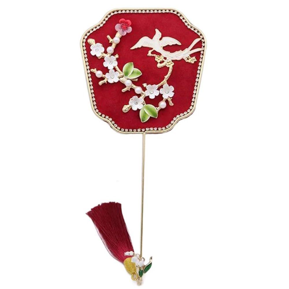 Photo Props Chinese Style Mini Chinese Fan Tassels with Pendant Bridal Group Fan Handheld Vintage Chinese Silk Fan Chinese Wedding