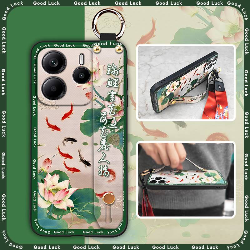 Wristband Durable Phone Case For Redmi Note14 5G Global for mom ring Phone Holder fashion old lady Silicone Back Cover