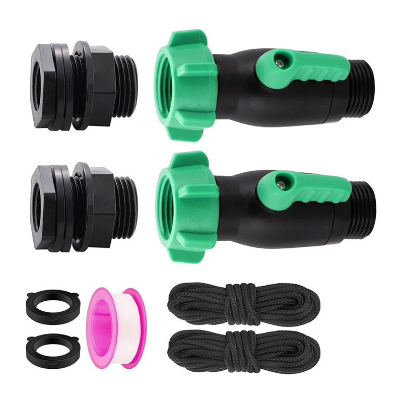 NAMUNY Rain Barrel Spigot Kit 2 Pack 180 Degree 3/4inch GHT Plastic Water Hose Shut Off Valve with Bulkhead Fitting Rain Barrel