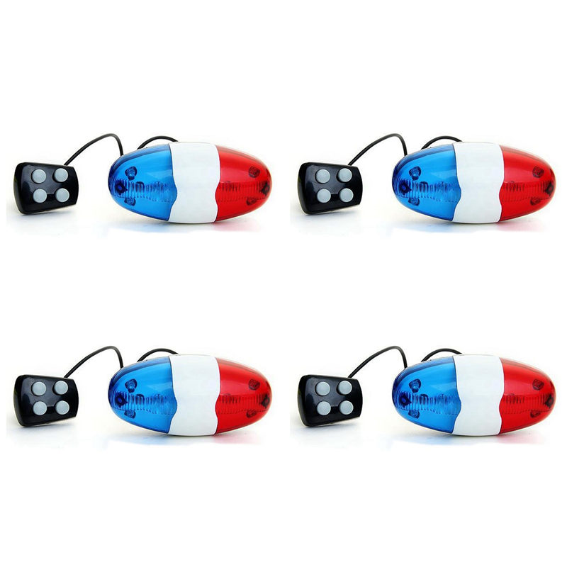 ARELENE 4X Bicycle Bell 6 LED 4 Tone Horn LED Light Electronic Siren Bicycle Bells for Kids Bike Accessories
