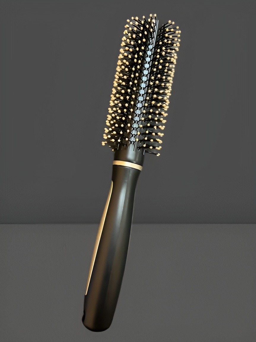 Black Round Hair Brush With Nylon Bristles