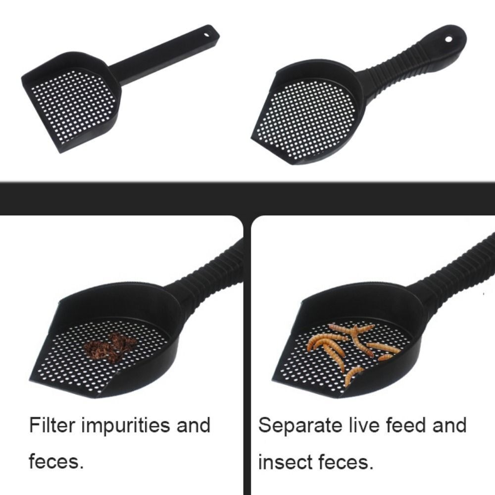 New Small Holes Hamster Litter Shovel Cleaning Portable Plastic Shovel Black Hangable Cat Litter Shovel