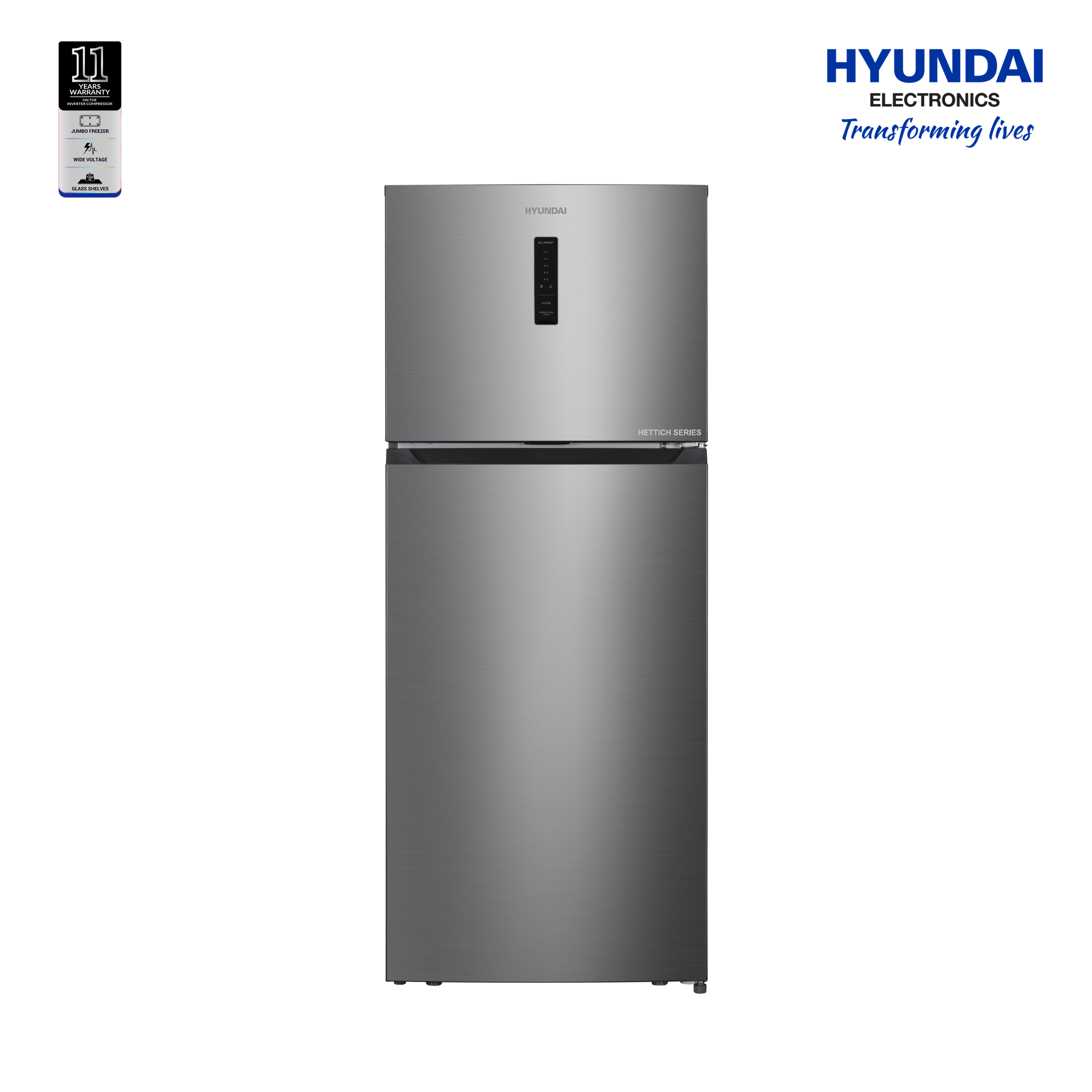 Hyundai 460L Double Door Refrigerator | No-Frost Cooling | Electronic Temperature Control | HYDDIR3-460RK