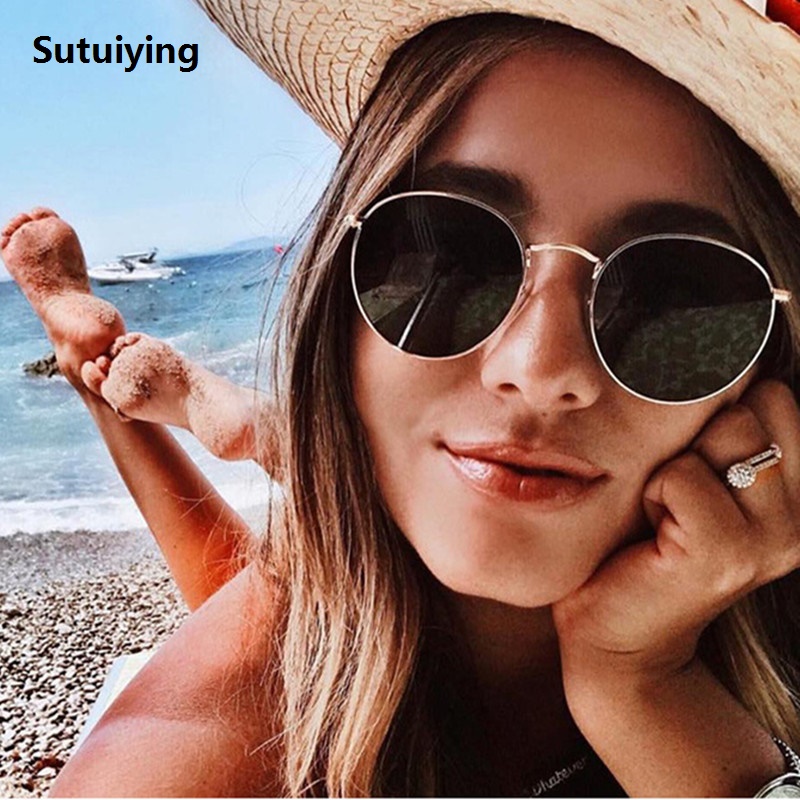 Sutuiying Vintage Alloy Women Sunglasses Luxury Brand Designer Classic Profesional Small Frame Driving Mirror Eyewear Oculos De Sol Masculino