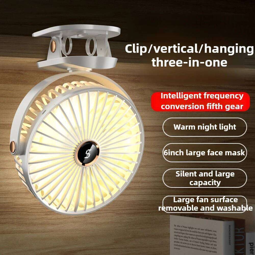 1800mAh Clip Electric 5 Speed Quiet Rechargeable Desktop Portable Air Circulator Wireless Fan with LED Light Camping Fans
