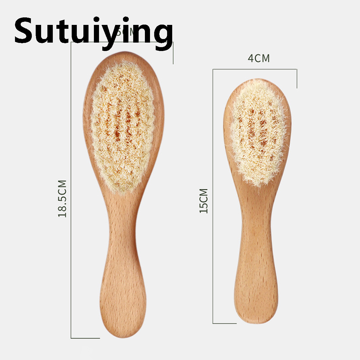 Sutuiying 1piece Care of newborn babies pure natural wool wooden hairbrush New style hair brush massager show Special for real hair wigser comb