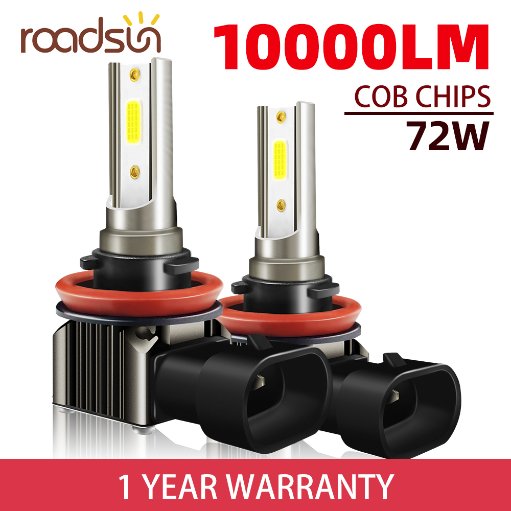 roadsun LED H11 Headlight H1 H4 H7 9006 HB4 9005 HB3 6000K 10000LM Auto Lamp Super Bright Car Fog Lights Day Running Light Bles Online DZ-37A-22