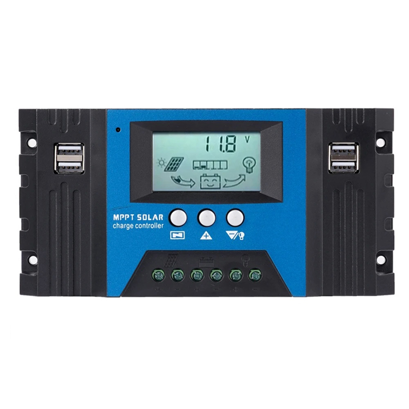 80A MPPT/PWM 12V/24V/36V/48V Solar Charge Controller Solar PV Battery Charger with LCD & Dual USB