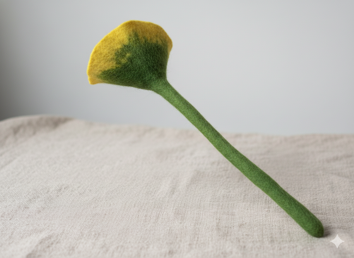 Hand-Felted Woolen Flower Decoration - 100% Wool, Made in Nepal, 45 cm
