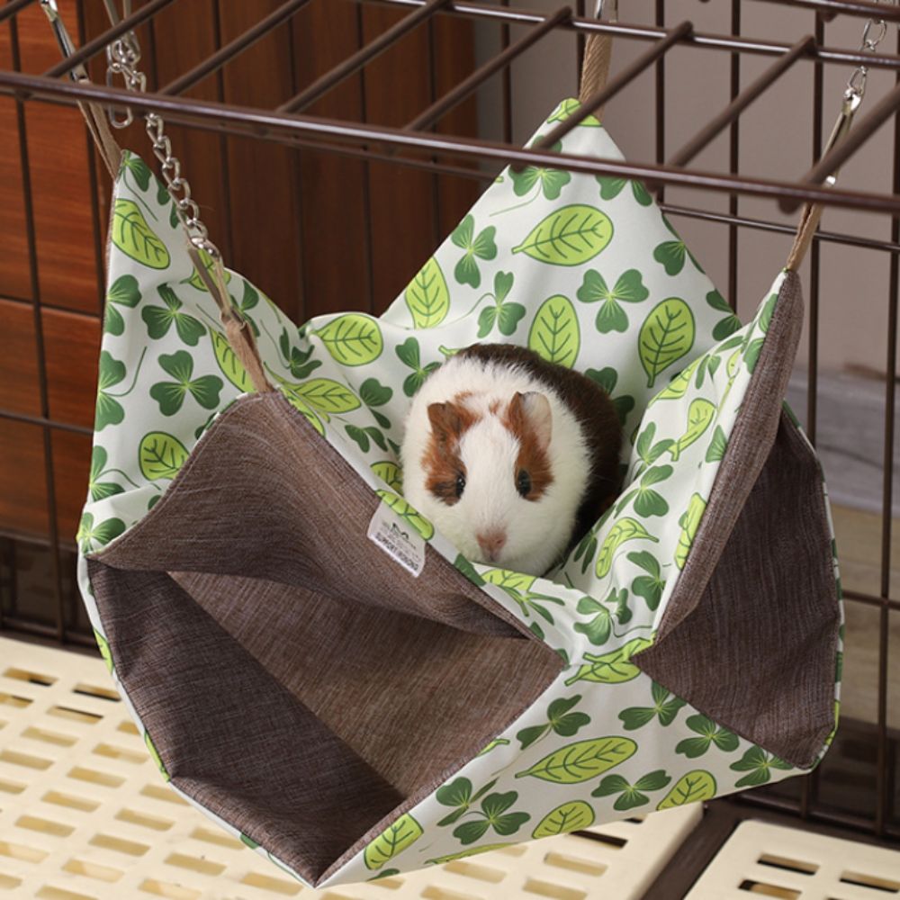 Durable Double Layer Ferret Hammock Breathable Waterproof Hamster Swing Sleeping Nest Adjustable Chain Length Chinchilla Swing Cage Summer