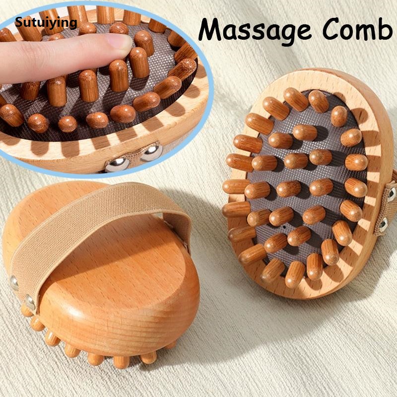 Sutuiying 1pcs Body Masssage Scalp Wooden Neck Head Massager Meridian Brush Fashion Air Bag Relaxable Massage Comb Tool Masajeador Gofts Guasha