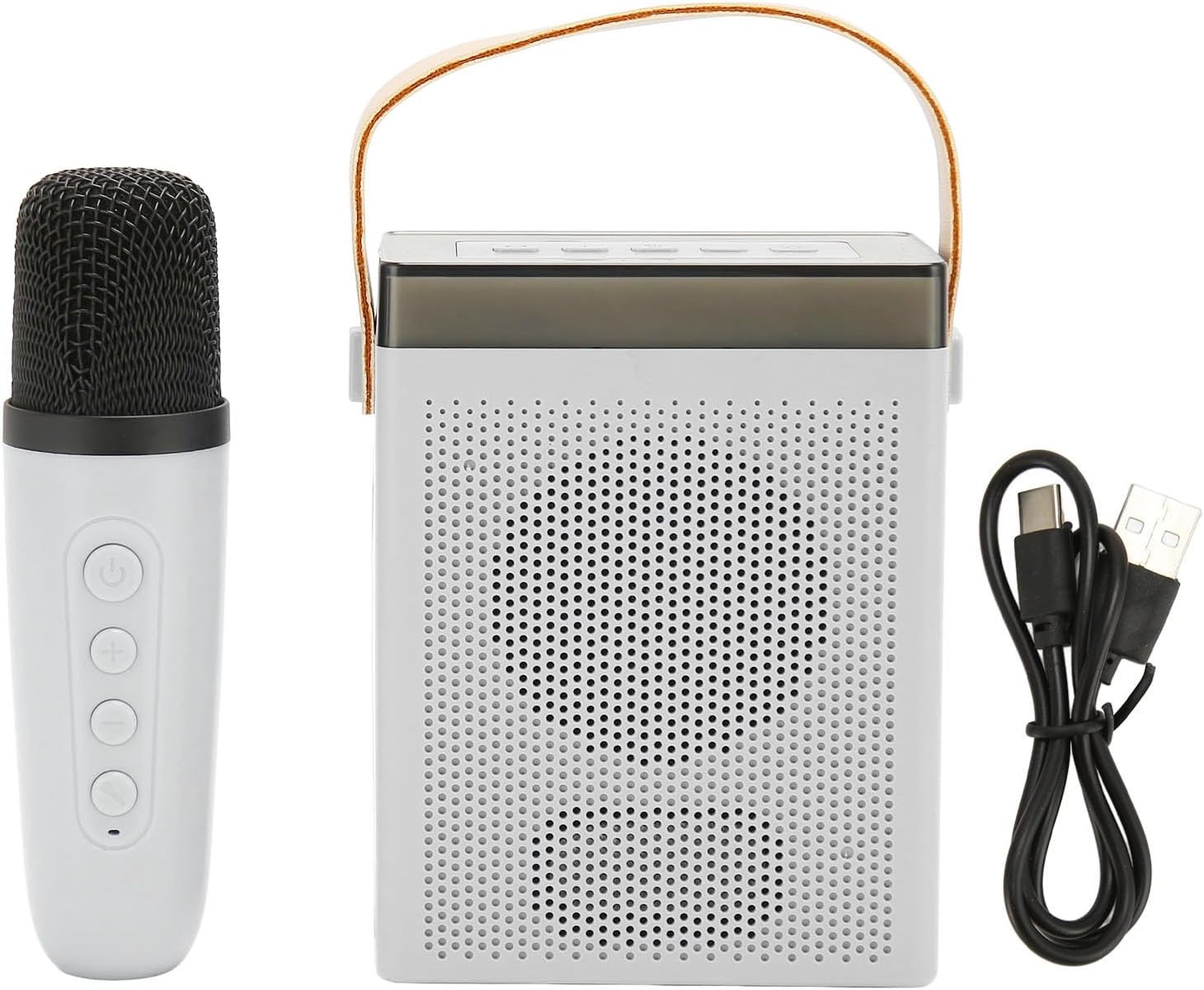 Mini Karaoke Machine, Portable Bluetooth Speaker with Wireless Microphones, Microphone Speaker Set with RGB Lights(Color May Vary)