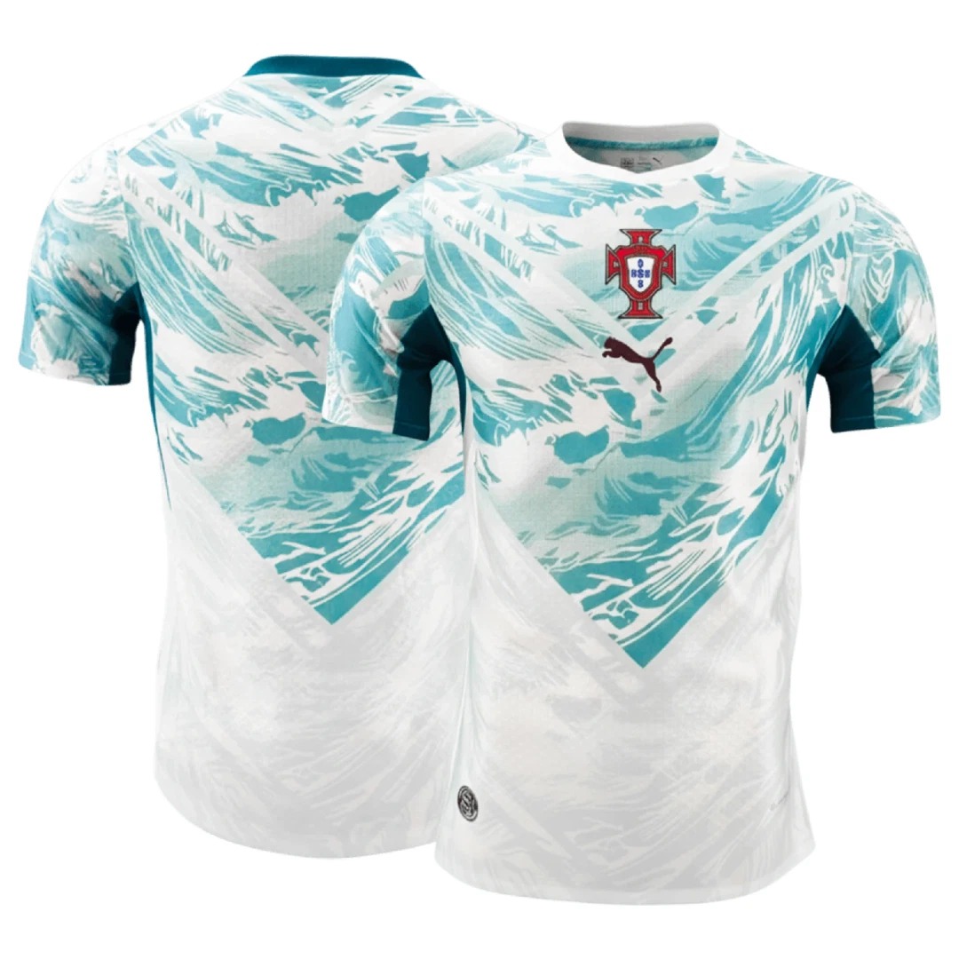 Portugal Away Kit Player Grade Quality Jersey - Special Edition Teal White Football Kit FIFA World Cup