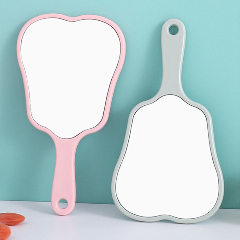 Durable Plastic Tooth-shaped Mirror High-definition Lightweight Handheld Sector Mirror Mini Portable Makeup Mirror Women