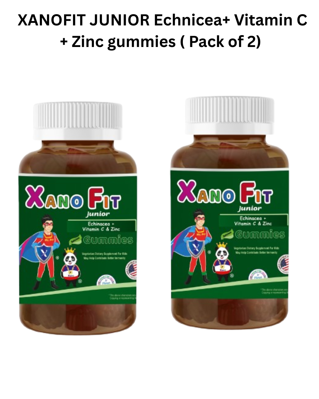 Pack of 2 Xano fit Junior Echinacea + Vitamin C and Zinc Gummies - 20 Gummies ( For Cough, Cold and Flu)