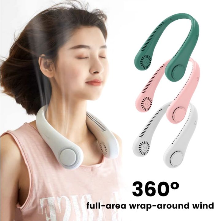 Neck Fan, Bladeless Neck Fan Cooling with 360°Airflow, Portable Hanging Neck Fan, 3-Speed Battery Operated Wearable Cooling Fan, Mini Personal Cooling Fan for Home Office Sports Camping Hiking