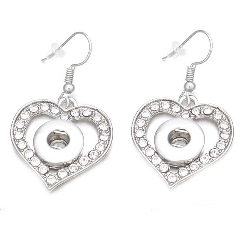 【Happy LifeStore】Fashion Interchangeable Crystal Love heart Earring Fit 12mm Snap Earring Wo Charm Jewelry