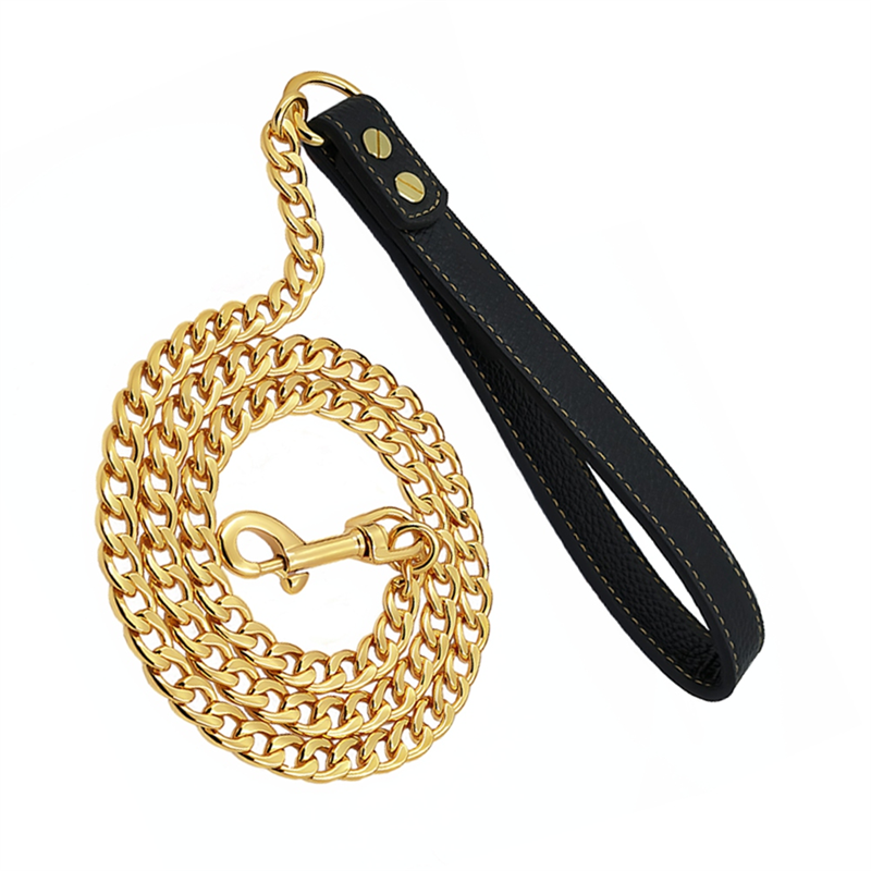 Gold Dog Leash Stainless Steel Pet Weld Chain Strong Metal Dog Lead Chain for Small Medium Large