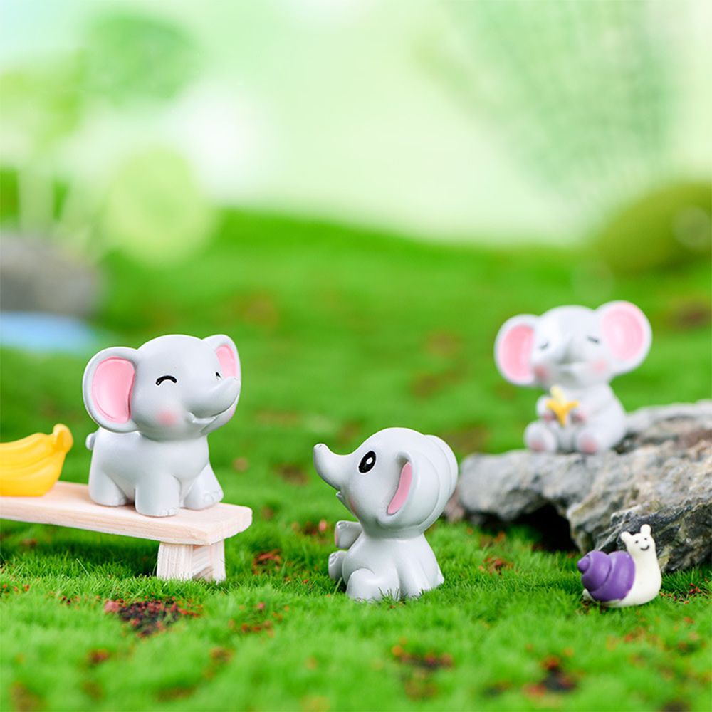 Cute Desktop Mini Cartoon Elephant Figurine Micro Landscape Home Decoration