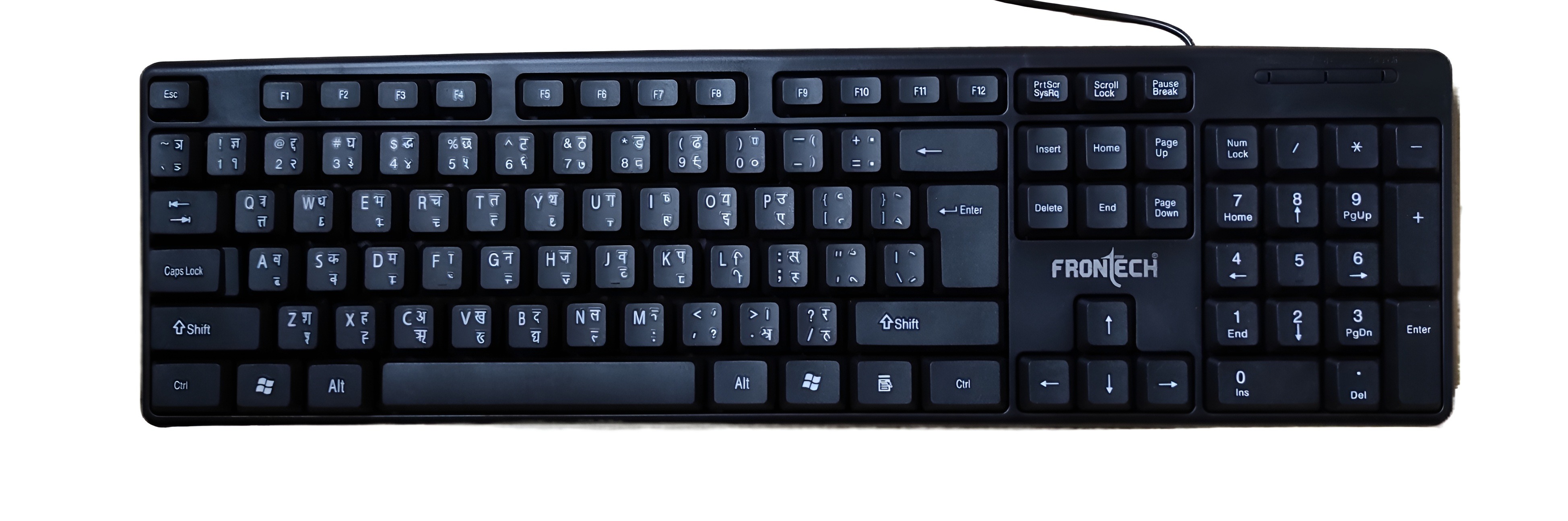 Nepali Keyboard FronTech KB-0033 Nepali & English Key Basic Keyboard Black