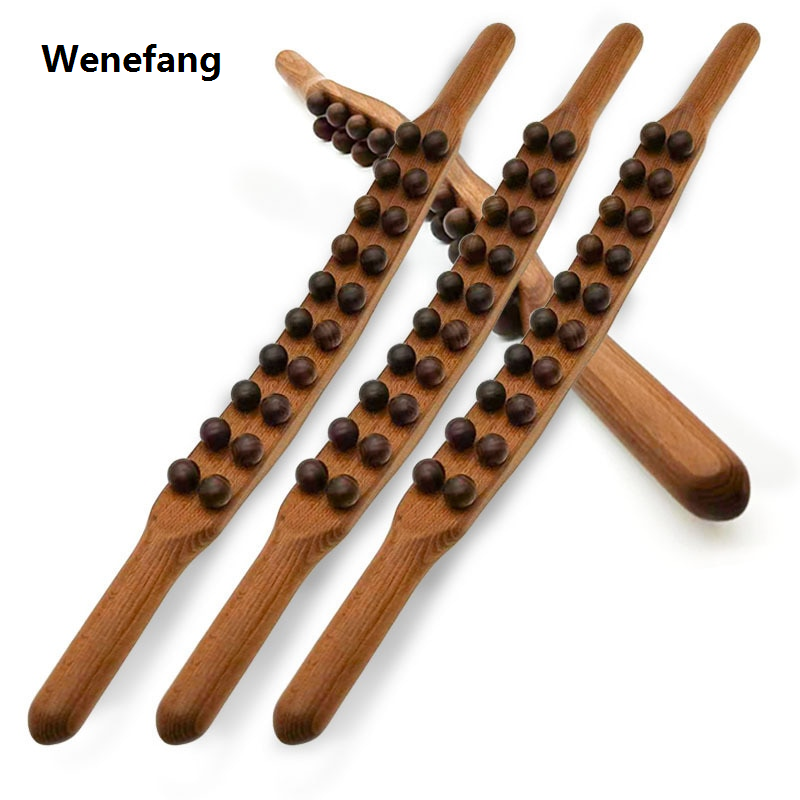 Wenefang 8/20/31 Beads Gua Sha Massage Stick Carbonized Wood Back Scrapping New style Meridian Therapy Wand Muscle Relaxing Body Massager Guasha