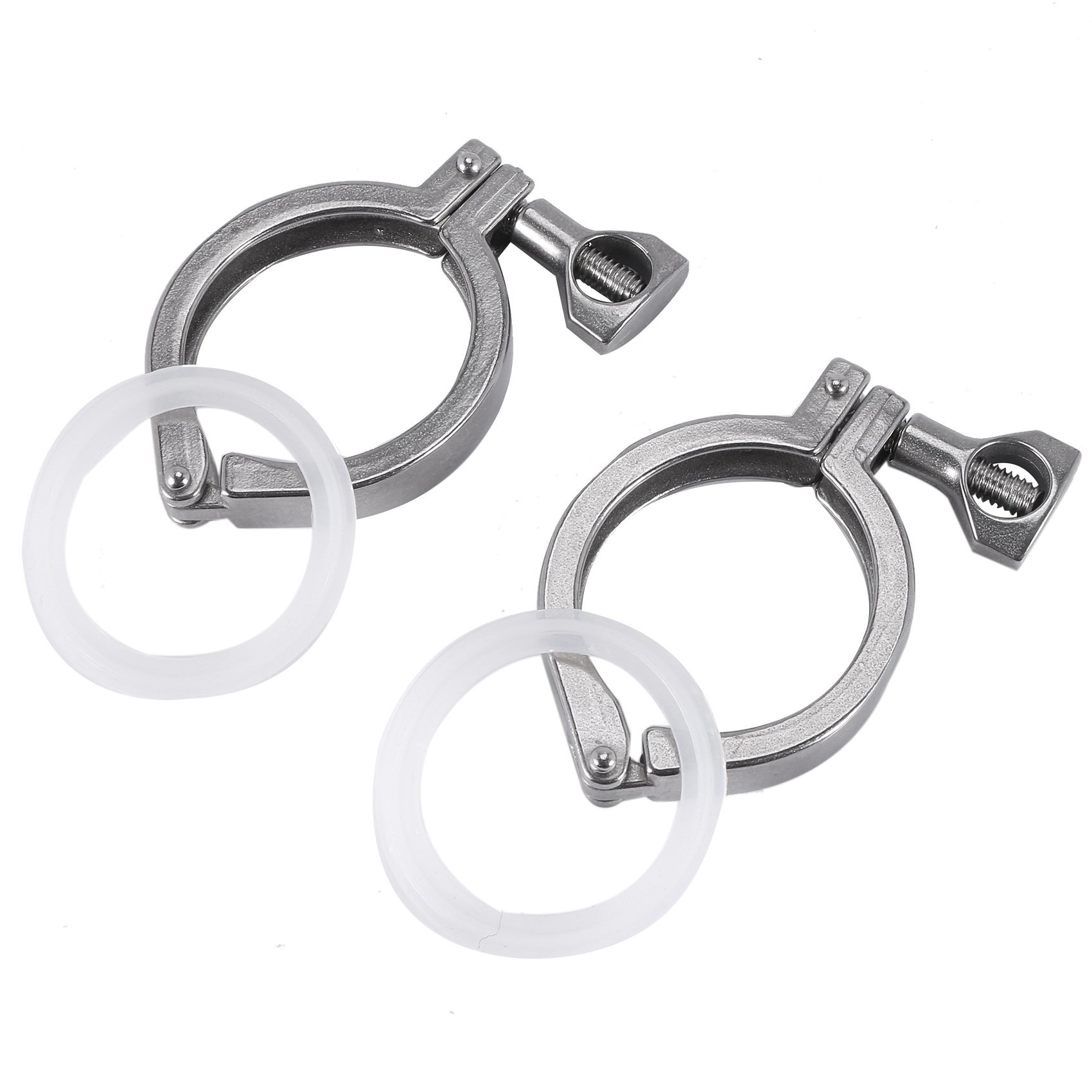 NAMUNY 2Pcs Tri-Clamp Steel Single Pin Heavy Duty Tri Clamp with Wing Nut for Ferrule TC with Silicone Gasket 2 Inch