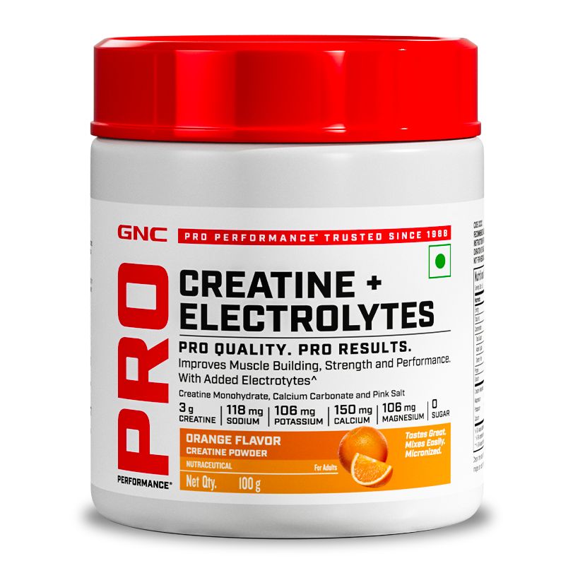 GNC Creatine + Electrolytes- 100g (5.5g Serving) With Zero Calorie Energy Booster, Replenish Electrolytes, Boost Energy & Performance
