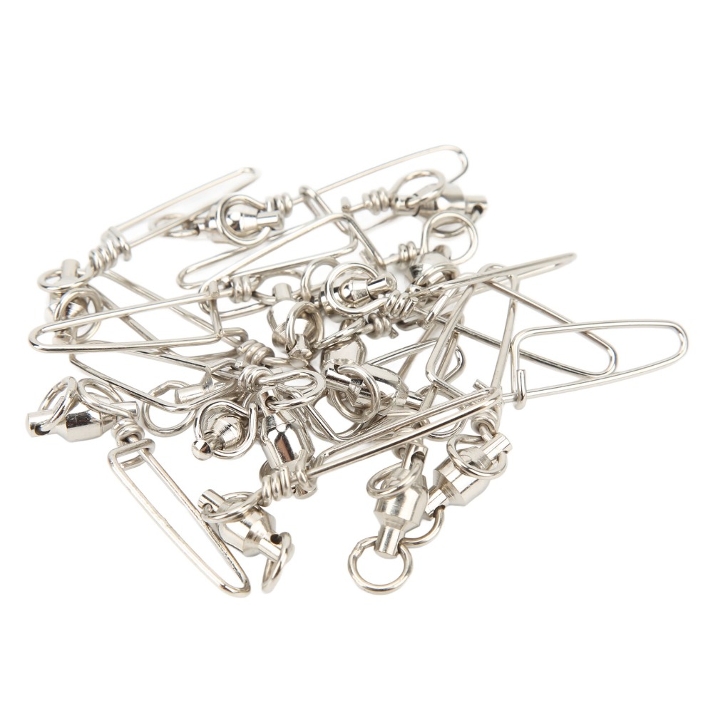 25PCS Durable Stainless Steel Fishing Snap Swivels Rotatable High Strength Ball Bearing Swivels Fishing Swivels Freshwater Fishing