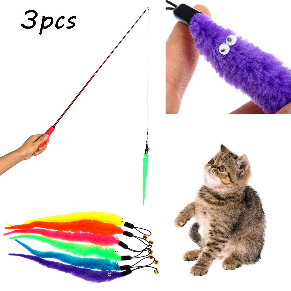Colorful Pet Accessories Playing Teasing caterpillar Pet toy Cat Funny Wand cat teaser