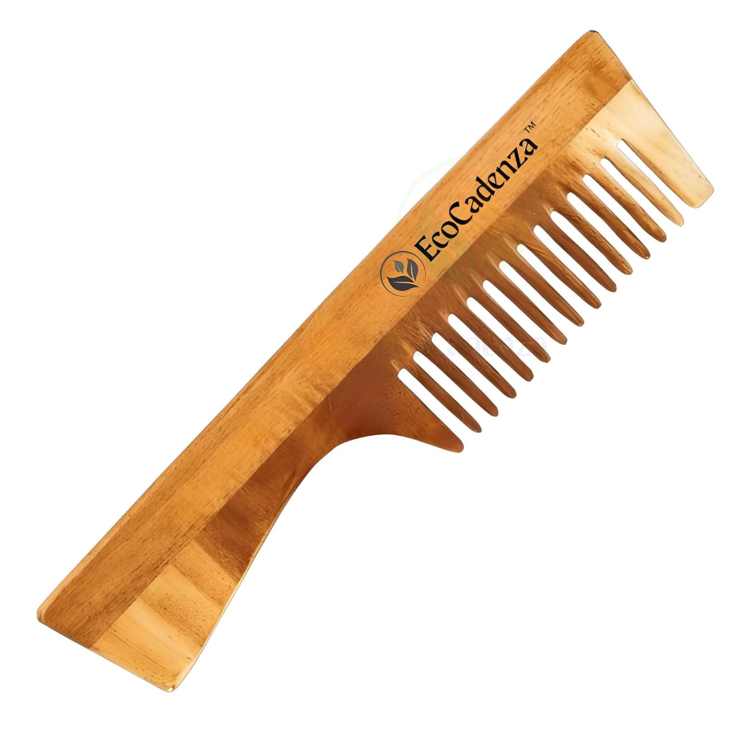 EcoCadenza Neem Wood Handle Comb Treated with Oils and Herbs