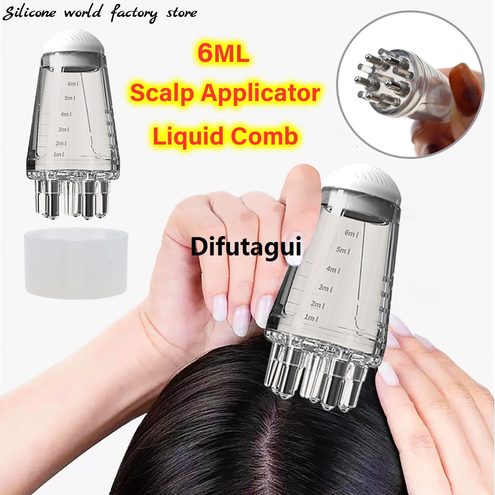 Difutagui Siliconen World 6ML Scalp Applicator Liquid Comb Mini Head Essential Profesional Oil Ball Massage Comb Roller Ball Brush Hair Massag Brush