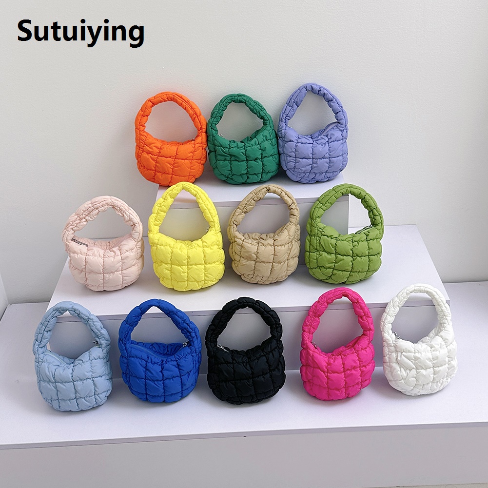 Sutuiying Korean Mini Cloud Pleated Bags For Women Handbag Tote Bag Fashion Fashion Quilted Dumpling Shoulder Bag 2024 Luxury Brand Designer Bags