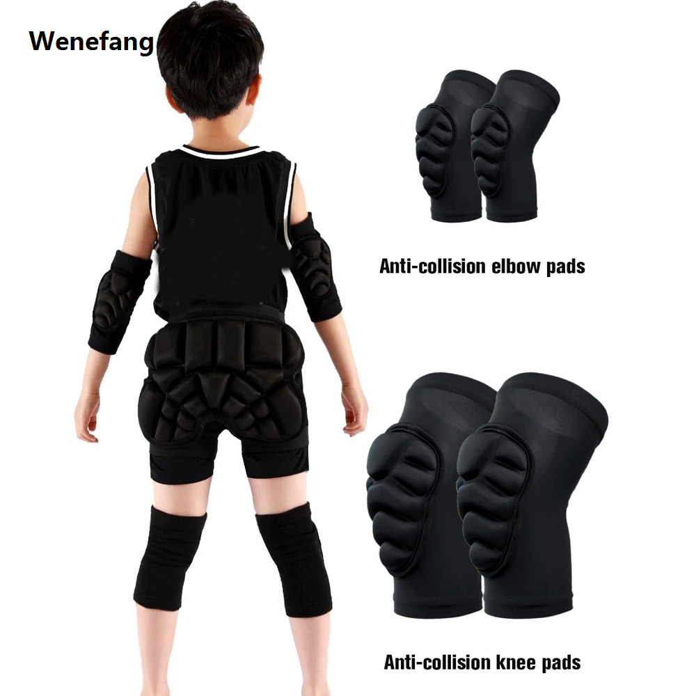 Wenefang 1Pair Thick Sponge Knee Pads Elbow Sleeves Avoidance Sport Kneepad Football Volleyball Knee Brace Support for Kids Child Youth