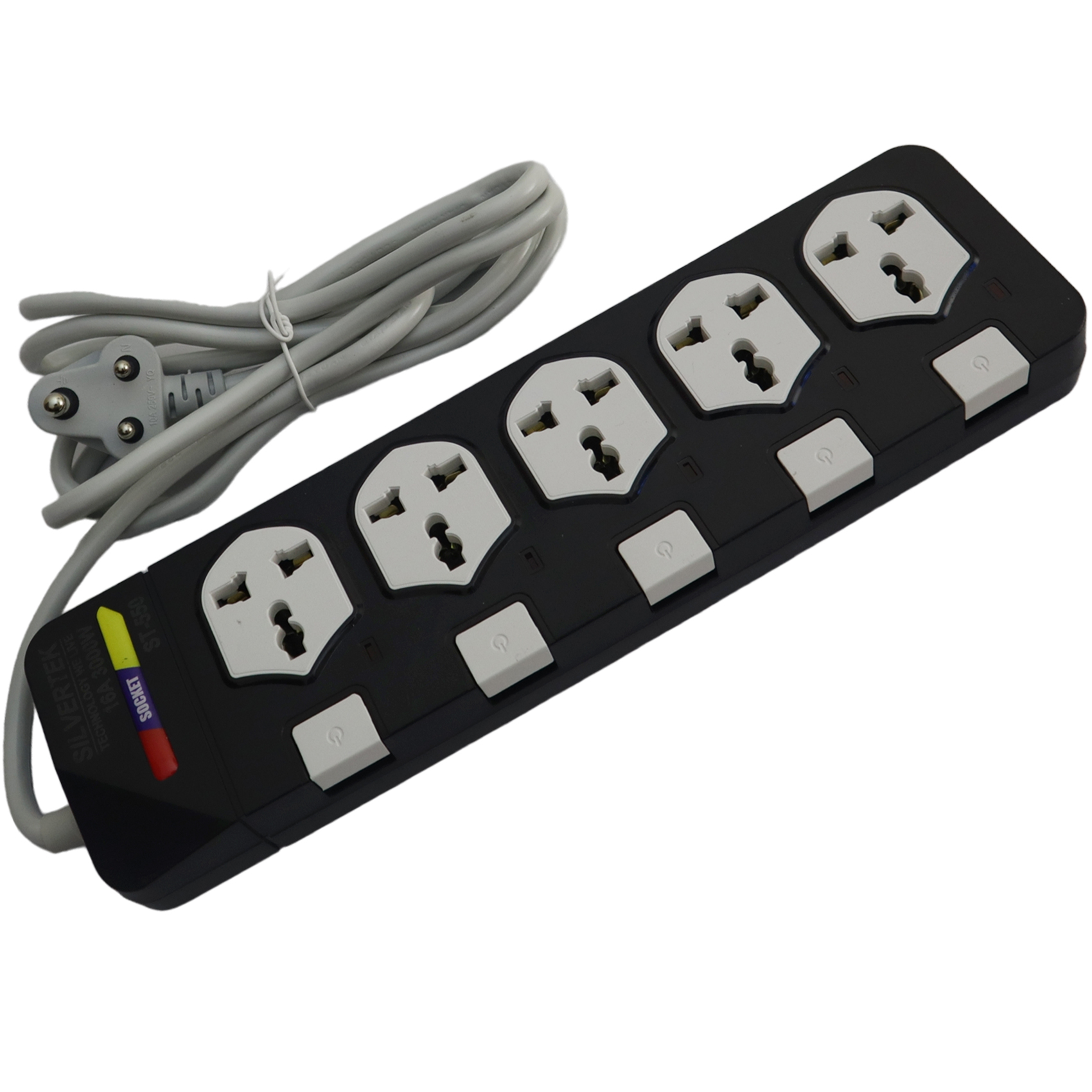 Silvertek 5 Port & USB 3000W (16A) Max 3 Pin Extension Multiplug For Indoor & Outdoor Uses 'ST-550'