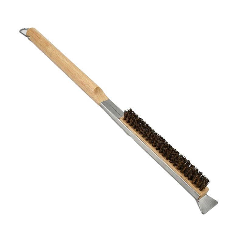 FORIDE Pizza Oven Brush Barbecue Brushes Wooden Handle Grill Scraper Pizza Stone Cleaning Brush Household Cleaning Brush