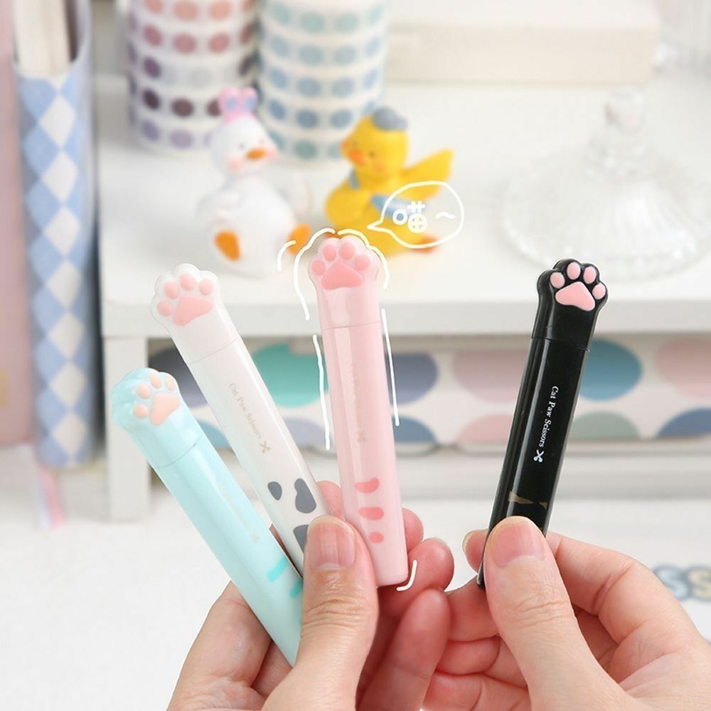 Mini Plastic Cat Paw Scissors Folding Cartoon Scissors Stationery Stainless Steel Cartoon Scissors