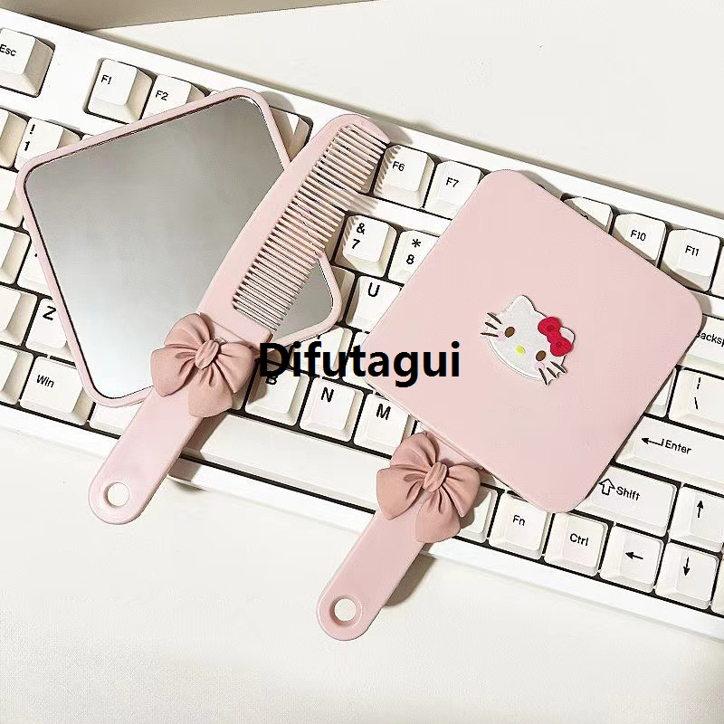 Difutagui Styling Hairbrush Comb Handheld Comb Mirror Cute Bow Portable Fashion Sanrio Pink Mirror Extraction All-in-One Tool YANXING