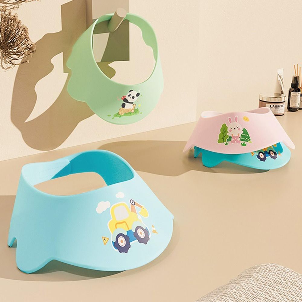New Cartoon Baby Shower Cap Adjustable Ear Eye Protection Kids Bath Visor Hat EVA Soft Waterproof Shampoo hat