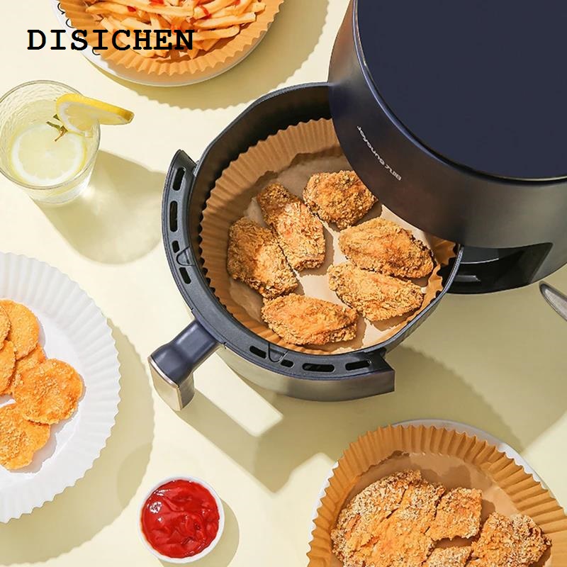 DISICHEN New 50pcs Air Frying Pan Disposable Wood Pulp Parchment Paper Cheese Cake Pad Air Frying Pan Baking Paper Air Frying Pan Accessories