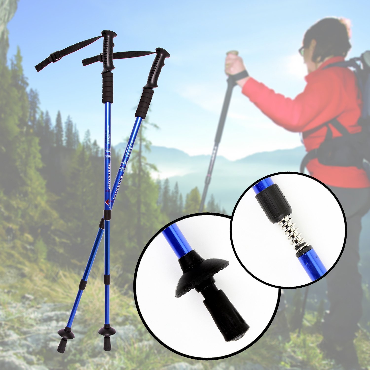 Foldable Trekking Poles - Anti-Shock Telescopic Walking Sticks for Hiking & Outdoor Adventures