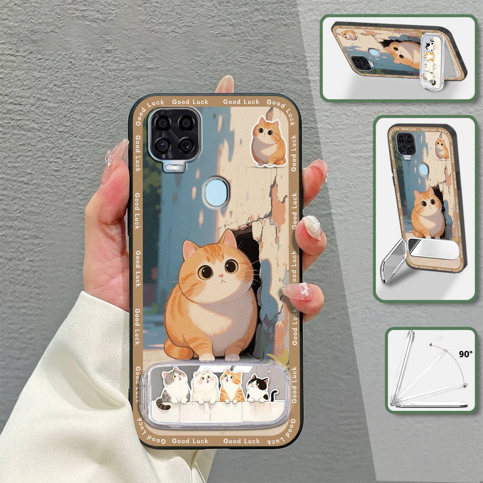 Cartoon Shockproof Phone Case For ZTE Blade V2020 Mirror 3D Back Cover Embroidery three-dimensional Makeup Mirror Plush