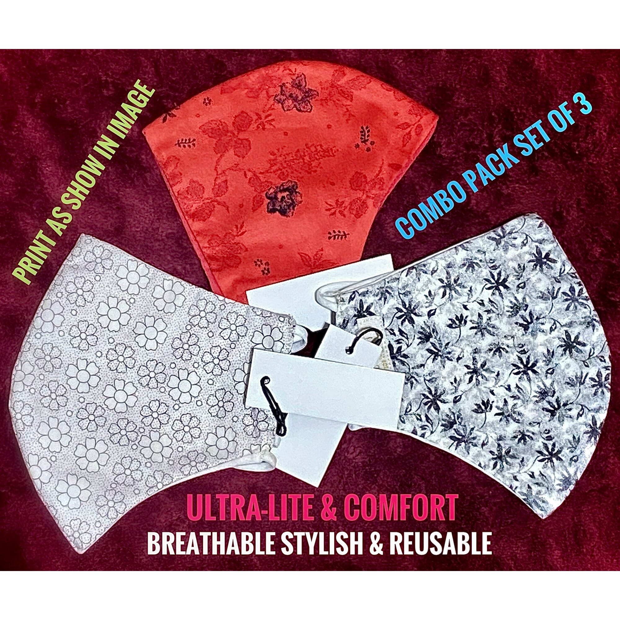 Mask-Combo pack set of 3 (multi color)