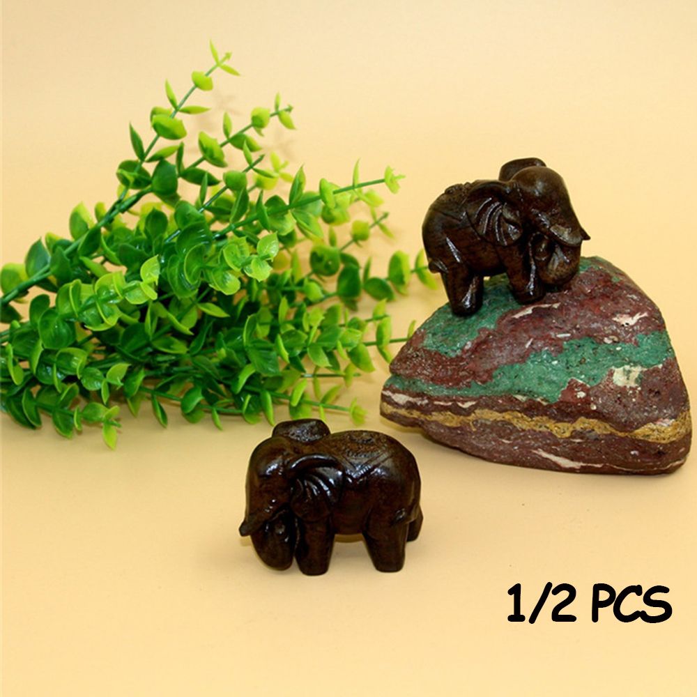 1/2 PCS Mini Fairy Garden Home Decor Natural Wood Miniature Craft Elephant Statue Animal Figurines