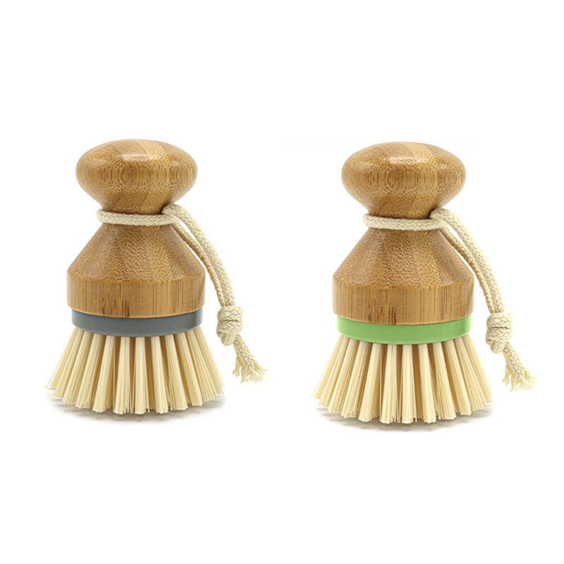 2 Pack Kitchen Cleaning Brush,Detachable Bamboo Dish Brush for Cleaning of Pots, Pans, Dishes, Sink and Vegetables
