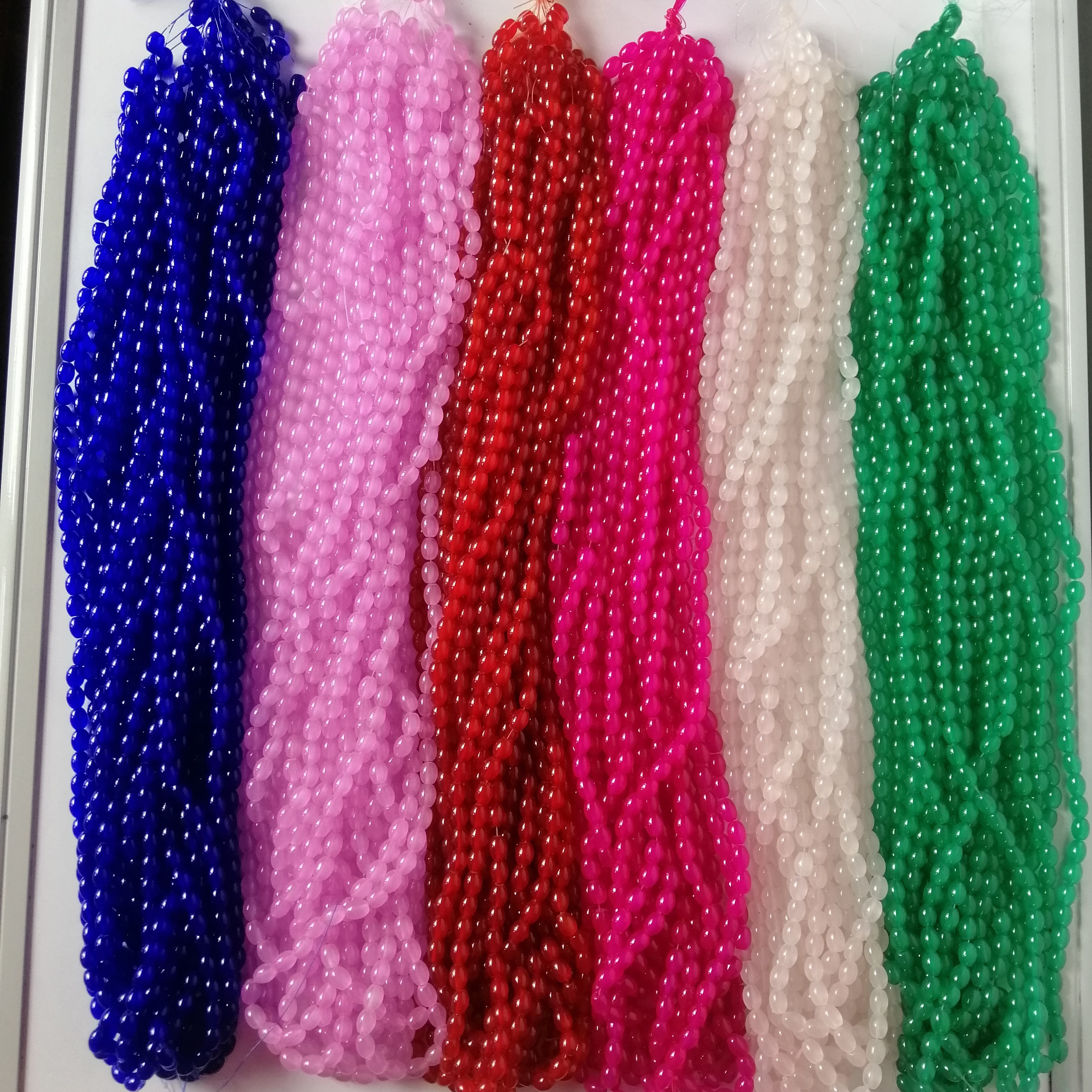 Jewelry Raw Material 6 mm Multi Color Oval Shaped acrylic bead of 32 Inch Long For DIY Accessories